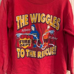 The Wiggles Vintage 2003 Fire Dept To The Rescue Red Long Sleeve Shirt Kids Med